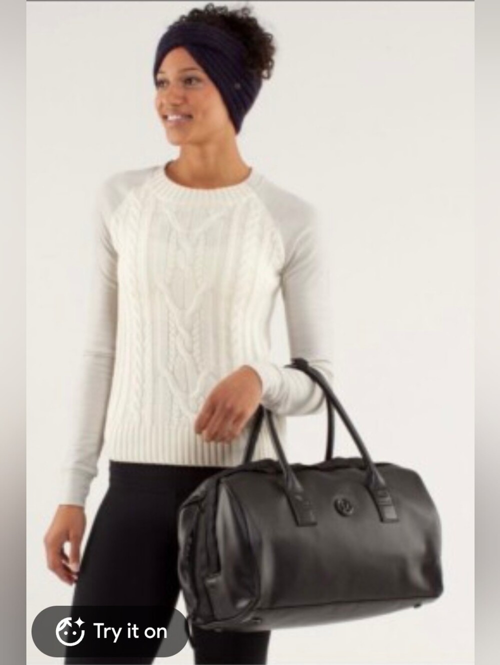 Lululemon Daily Om Duffel bag black faux leather Athletic Gym School Everyday